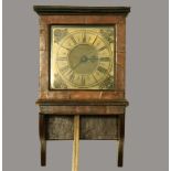 WALNUT WALL CLOCK, early 18th century and later, the 6 1/2" brass chapter ring inscribed Wm Sellers,