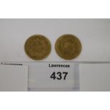 TWO FIVE FRANC PIECES. Two French 5 Franc pieces dated 1859 'A' mintmark and 1860.