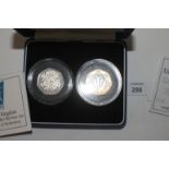 PIEDFORT COINAGE. Cased Piedfort Proof Coinage including 50p pieces x 2 (1998 ECC & 1998 NHS). A