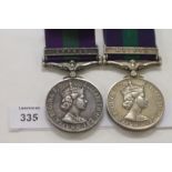 TWO GENERAL SERVICE MEDALS bars MALAYA & CYPRUS. A QE11 General Service medal with bar Malaya