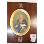 A FRAMED PORTRAIT OF A 5th LANCERS OFFICER. A mahogany framed hand tinted over glass photograph,