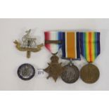 A R WARKS 1914 STAR/BAR TRIO & SWB. A 1914 Star with bar also British War & Victory Medals named