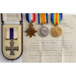 A HERTS YEO-4th TANK CORPS MC GROUP OF FOUR MEDALS. A cased GV Military Cross, unnamed as issued.