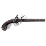 A QUEEN ANNE FLINTLOCK PISTOL BY J WILLETS OF WEDNESBURY. A turn-off barrel Queen Anne Pistol with