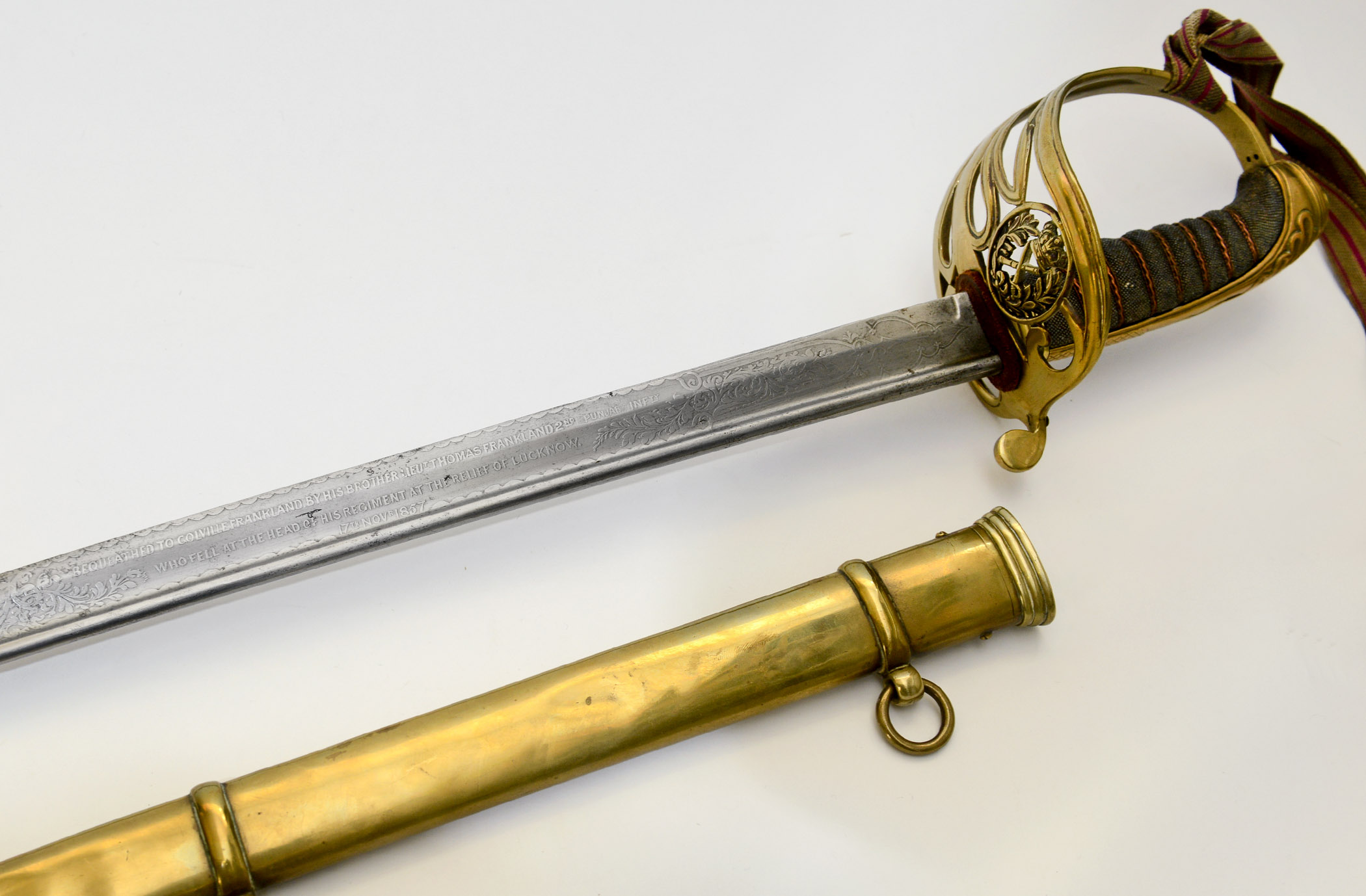 AN INDIAN MUTINY CASUALTY OFFICERS SWORD. The General Officers sword of Lieutenant Thomas