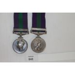 TWO GENERAL SERVICE MEDALS. The first a GV1 medal with bar Malaya to a Gnr Somers. RA. The second