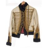 A CAVALRY OFFICERS JACKET. A Continental Lancers or Hussars Officers coatee with Astrakan cuffs