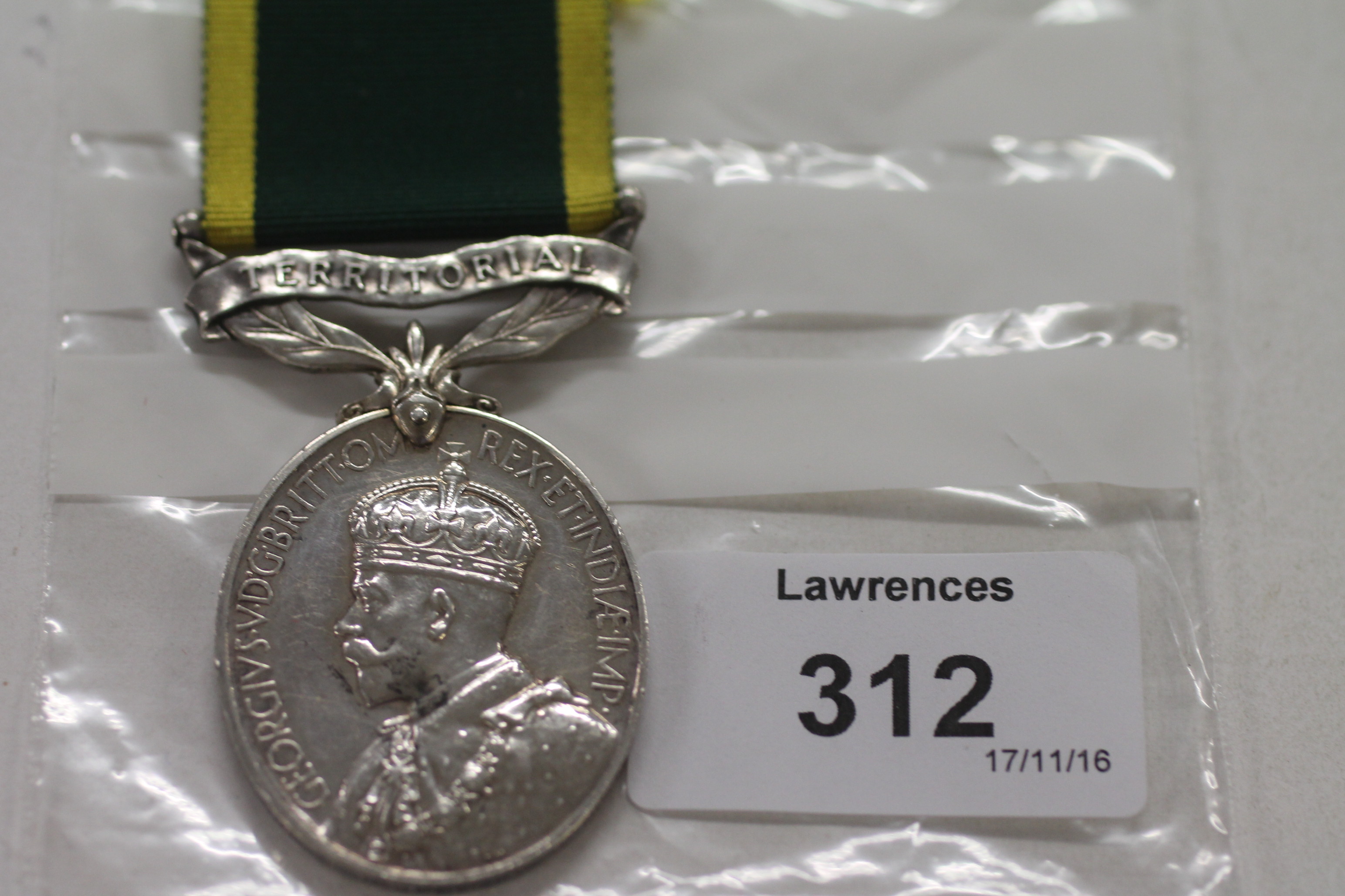 A 3rd MONMOUTH REGT EFFICIENCY MEDAL. A George V Efficiency Medal with top bar Territorial, named to