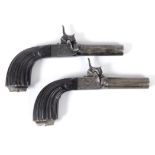 A PAIR OF CONTINENTAL PERCUSSION TRAVELLING PISTOLS. A pair of continental percussion travelling