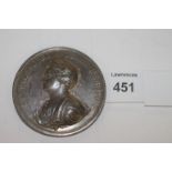 A QUEEN ANNE 1704 MEDALLION. A silver issue Queen Anne's Bounty medallion of some 44mm diameter. The