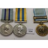 A ROYAL OBSERVER CORPS MEDAL & COPY KOREA PAIR. A Royal Observer Corps Medal named to Chief Observer