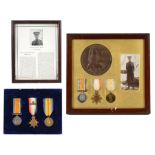 MEDALS/PLAQUE TO BROTHERS INCLUDING AN AIF CASUALTY. A 1914/15 Star, British War & Victory medals