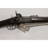 A THREE BAND PERCUSSION RIFLE. A three-band Enfield pattern rifle 1853 model dated 1862 with Tower