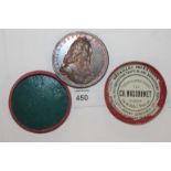 A CHARLES 1 COPPER MEDALLION. A 50mm diameter Charles 1 medallion with original copper dusting