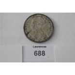 A FLORIN PIECE. A Victorian 'frosted finish' Godless Florin, with the dated MDCCCLXXXV in the