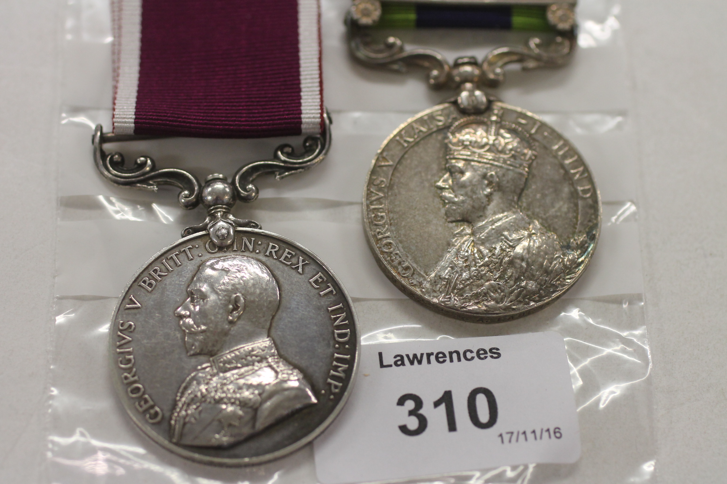A SOMERSET LI IGS & AN UNRELATED RE LSGC MEDAL. An Idia General Service Medal 1908 issue with bar