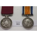 A COLDSTREAM GUARDS LSGC MEDAL & SLI GT WAR PAIR. A Victorian Long Service Good Conduct Medal