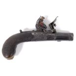 A FLEWITT FLINTLOCK POCKET PISTOL. A turn=off 1.1/2" barrel flintlock pocket pistol, marked
