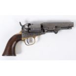 A COLT REVOLVER. A .31 caliber Colt 1849 model percussion pocket six-shot revolver, number 217991 on