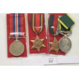AN TEM bar INDIA GROUP OF FOUR MEDALS. 1939/45 and Burma Stars, War Medal all named to 69082 Spr S E