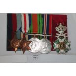 AN ORDER OF LEOPOLD GROUP OF FIVE MEDALS TO CPTN J V MOORE A 1939/45 Star also France & Germany