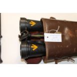 CASED NAVAL BINOCULARS. Cased Barr & Stroud Naval Binoculars 7x with lens caps, in original brown