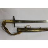 A GENERAL OFFICERS MAMELUKE. An 1831 pattern General Officers Mameluke sword and brass scabbard.