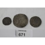 HENRY V111 COINAGE. Aovereign type penny with portcullis mintmark, A similar halfpenny piece with