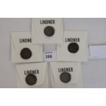 (5) LONG CROSS HENRY 111 SILVER PENNIES. All Class 111 b, from five different mints. 1/ ROG/ERO/NE/