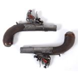 A PAIR OF SYKES OF OXFORD FLINTLOCK TRAVELLING PISTOLS. A pair of flintlock travelling pistols, with