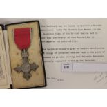 A CASED MBE & PAPERWORK. A cased civil MBE with original photographs of the recipient at