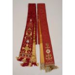 TWO EMBROIDERED ECCLESIASTICAL STOLES