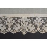 ALTAR CLOTH EDGED WITH ITALIAN LACE A long piece of sheer cream cotton edged with lace that could be