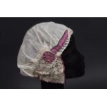 A PRETTY LACE BONNET AND COLLAR.