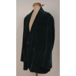 A 1970'S GENTLEMAN'S RAINCOAT & VELVET JACKET A smart trench style raincoat, fully lined Labelled '