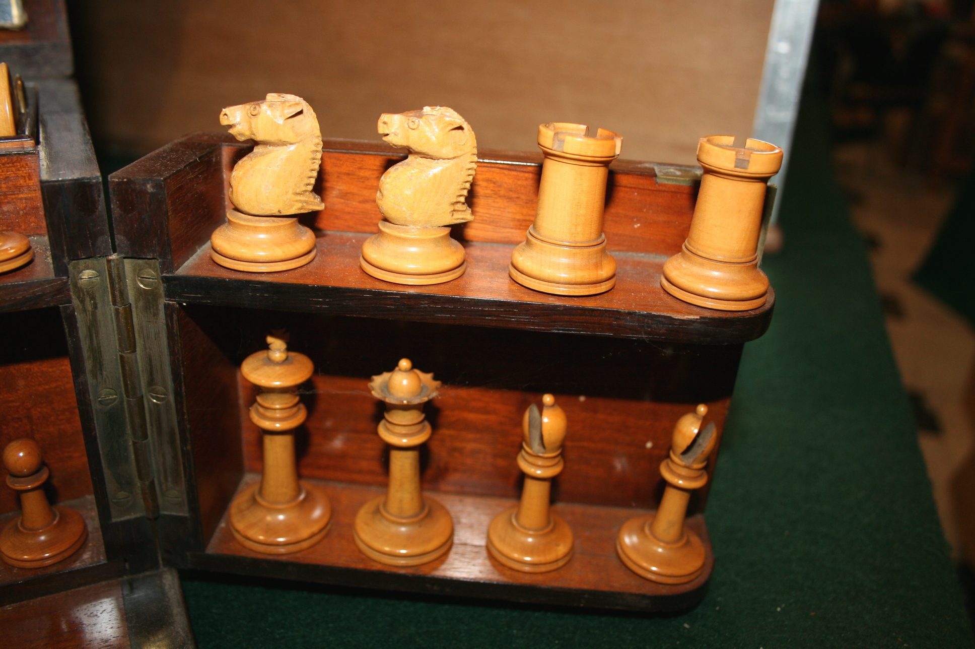 ANTIQUE GAMES COMPENDIUM a Rosewood cased Games Compendium, including a boxwood and ebony Chess Set, - Image 5 of 10