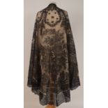 A BEADED & LACE VICTORIAN CAPE A very beautiful Chantilly lace cape, embroidered throughout with