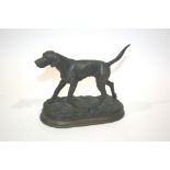 BRONZE OF A DOG - AFTER MENE a 20thc bronze figure of a Dog, on a naturalistic oval base. Bears