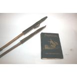 1ST EDITION PIG STICKING BOOK & TWO PIG STICKS a 1st Edition, Pigsticking by Capt R.S.S Baden-