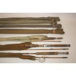 ST LEONARD SPLIT CANE FISHING RODS - J H WALTERS an interesting collection of 7 split cane rods, all