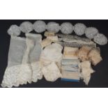 A QUANTITY OF MIXED LACE A collection of needle and bobbin laces. Amongst which, there are