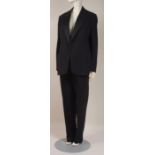 A 1940'S THREE-PIECE DINNER JACKET High waisted trousers, with low fronted waistcoat and jacket