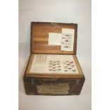 VINTAGE WOODEN FLY TYING BOX & ACCESSORIES a large wooden box with a lift out section, with a