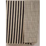TWO HAND WOVEN WELSH WOOL BLANKETS Blue and cream wide striped wool blanket 78" x 68" And a dark