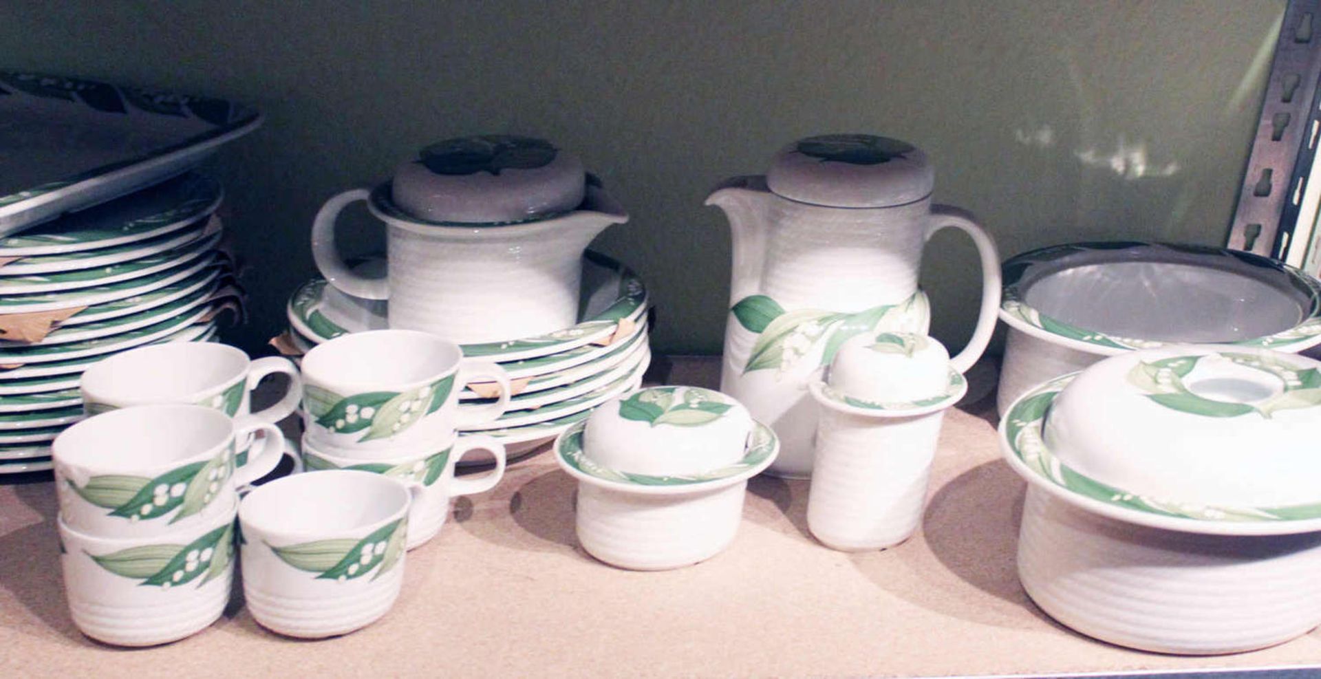 Thomas Porzellan Maiglöckchen Service , "Corda Verde", bestehend aus: 8 Tassen mit Untertellern, 1
