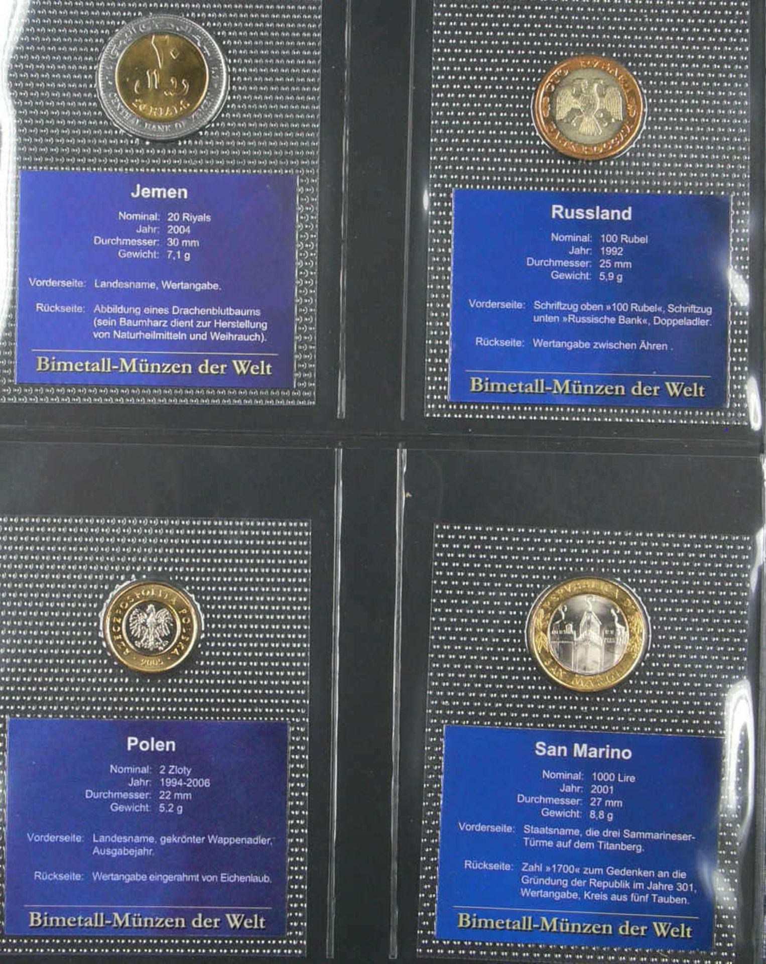 Kleine Sammlung Bi - Metall - Münzen der Welt. 17 St. im Ordner. Erhaltung: Stempelglanz. Small - Image 5 of 9