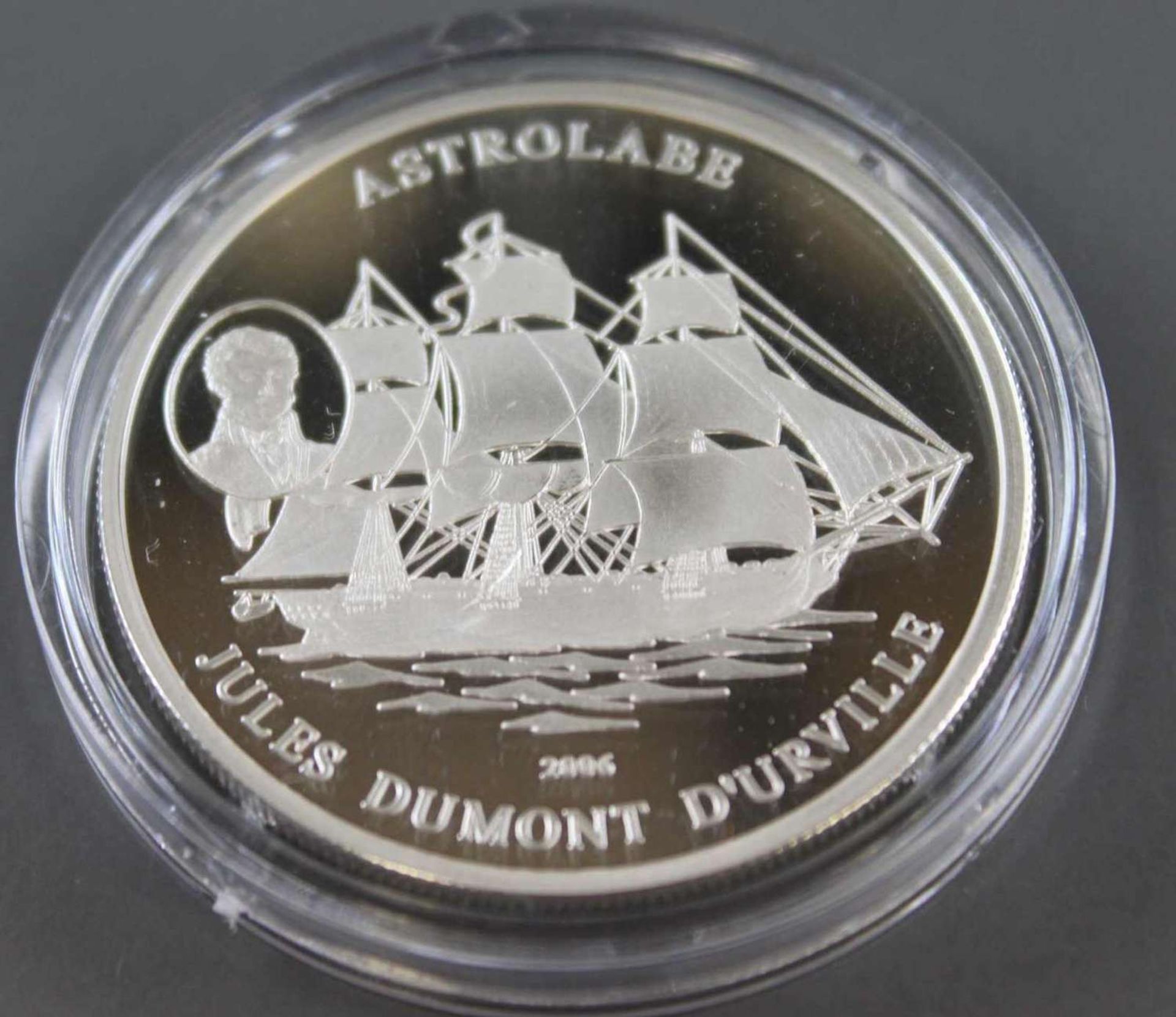 Elfenbeinküste 2006, 1000 Francs - Silbermünze "Astrolabe - Jules Dumont D´urville".Silber 925