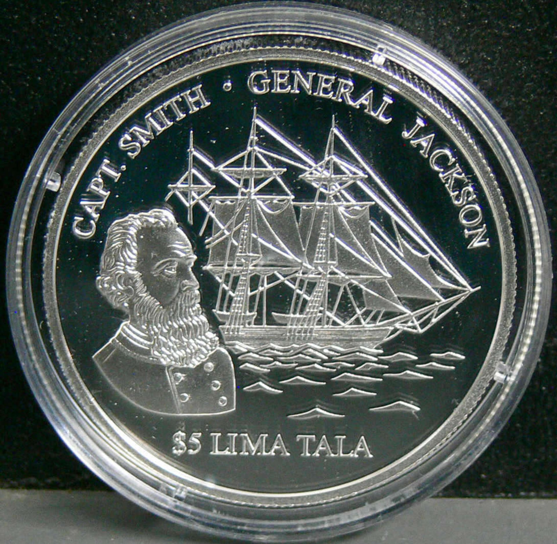 Tokelau 2003, 5 Tala - Silbermünze "Capt. Smith, General Jackson". Silber 999, Gewicht: 28,3 g,