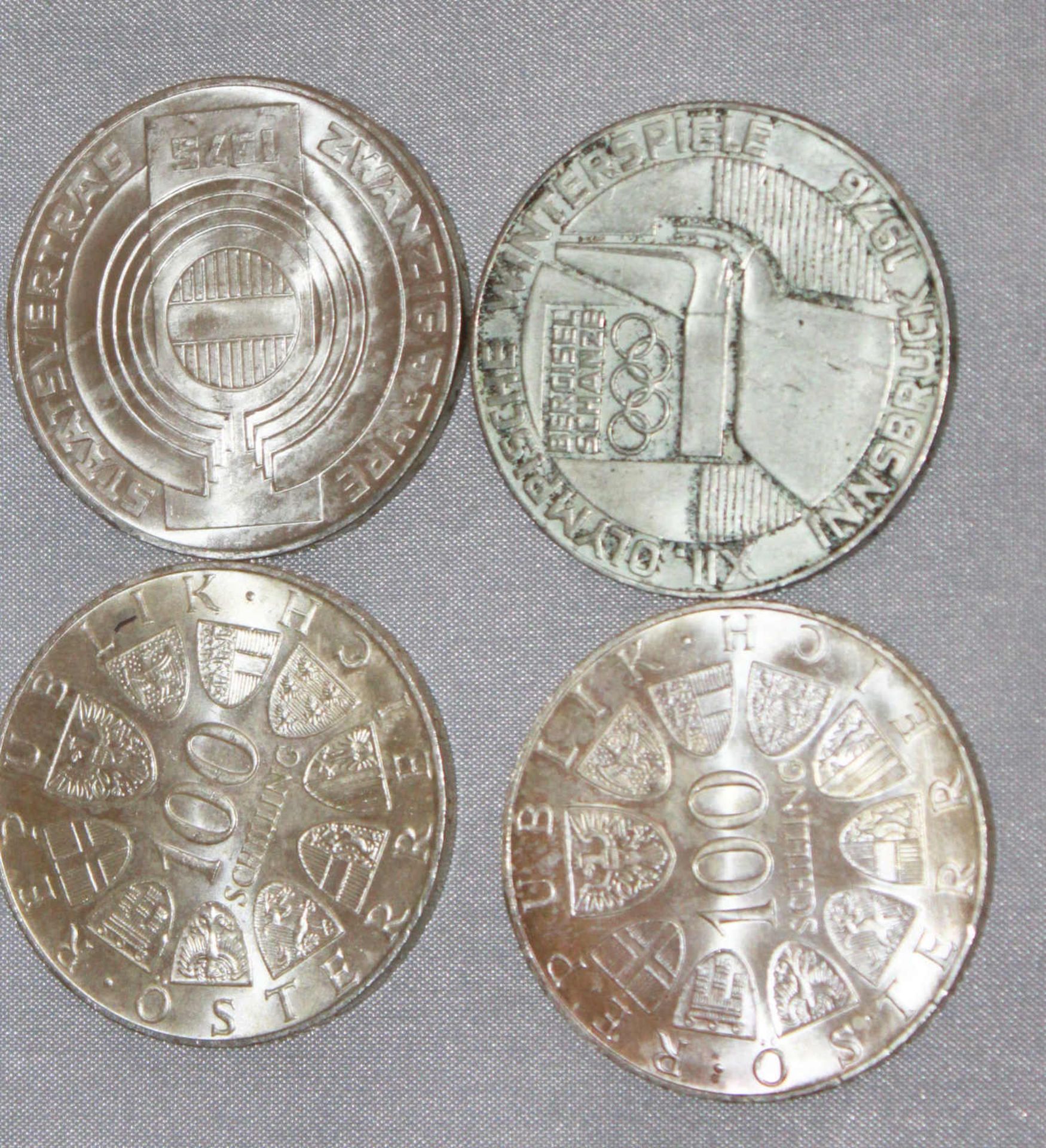 4 x 100 Schilling Münzen, Österreich 4 x 100 shillings of coins, Austria - Image 2 of 2