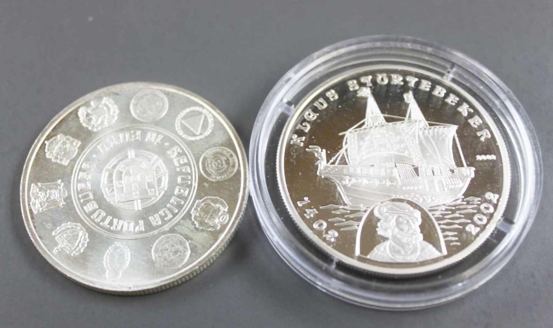 Portugal / Benin 2002/03, zwei Silbermünzen: Portugal 2003 10 Euro "Nautica", Silber 500, Gewicht: